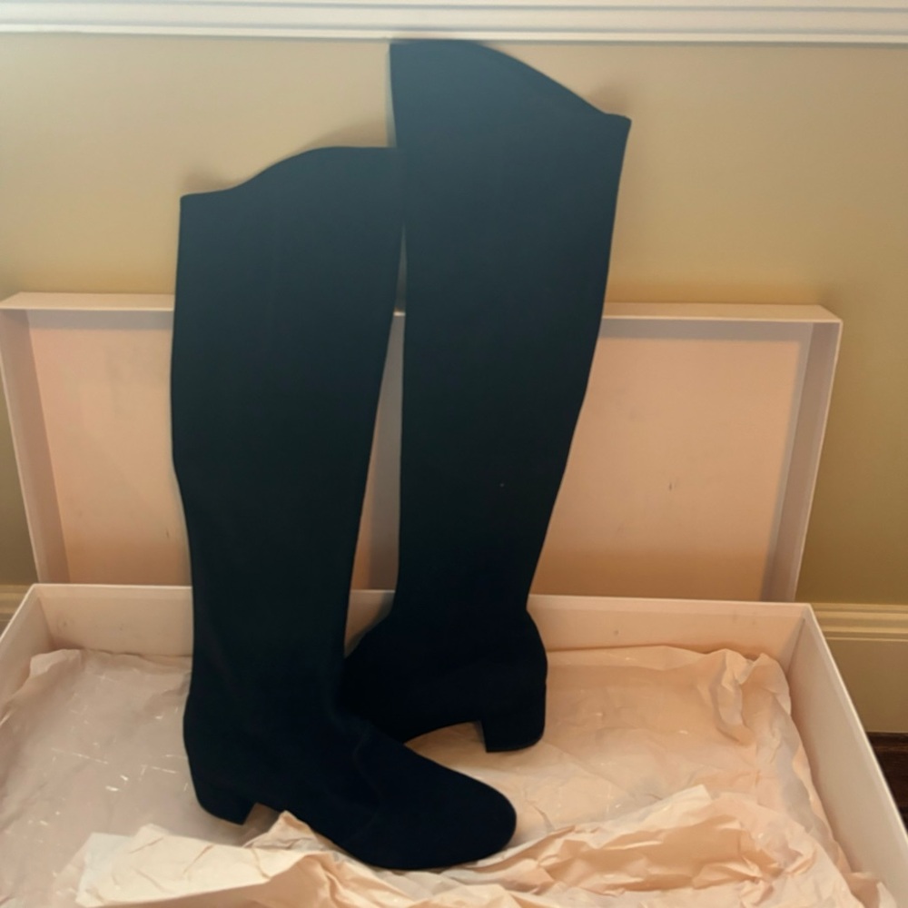 L’Autre Chose Black Tall Suede Leather Boots size 38 or US 8